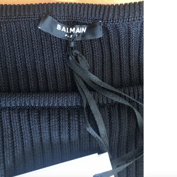 Balmain 6-Button Pointelle Knit Crop Top